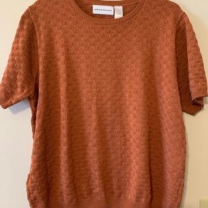 Alfred Dunner Women's Textured Orange Crewneck Top